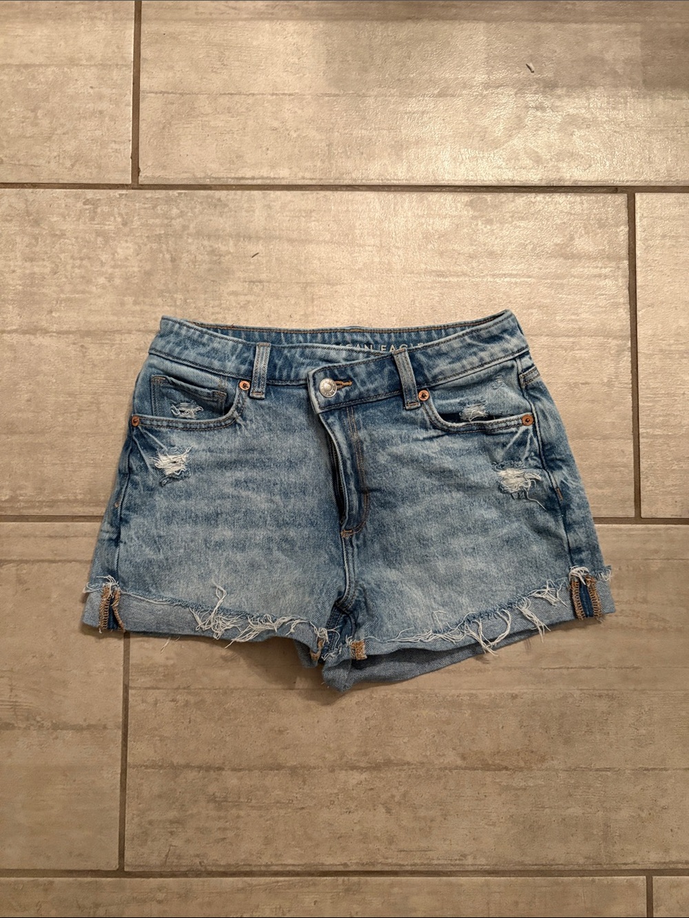 Distressed Light Blue American Eagle Denim Jean Shorts